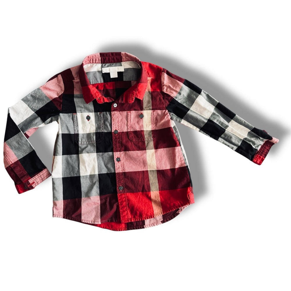 Burberry Red and Black Button Down Shirt